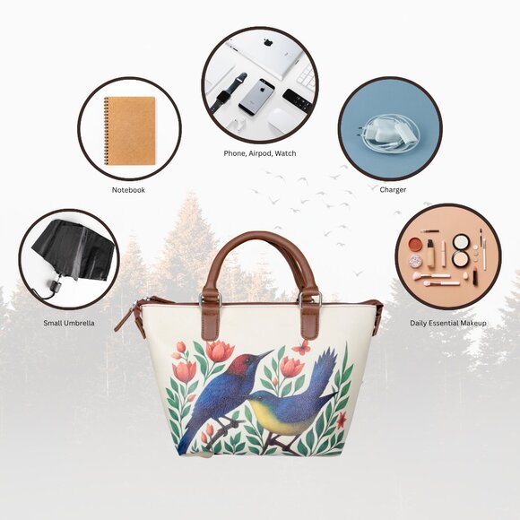 Printed Leather 3-in-1 Convertible Top Handle Crossbody Bag for Women- Daily Use - Picture 5 of 16